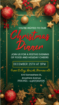 Green Maximalist Christmas  Dinner Instagram Story template