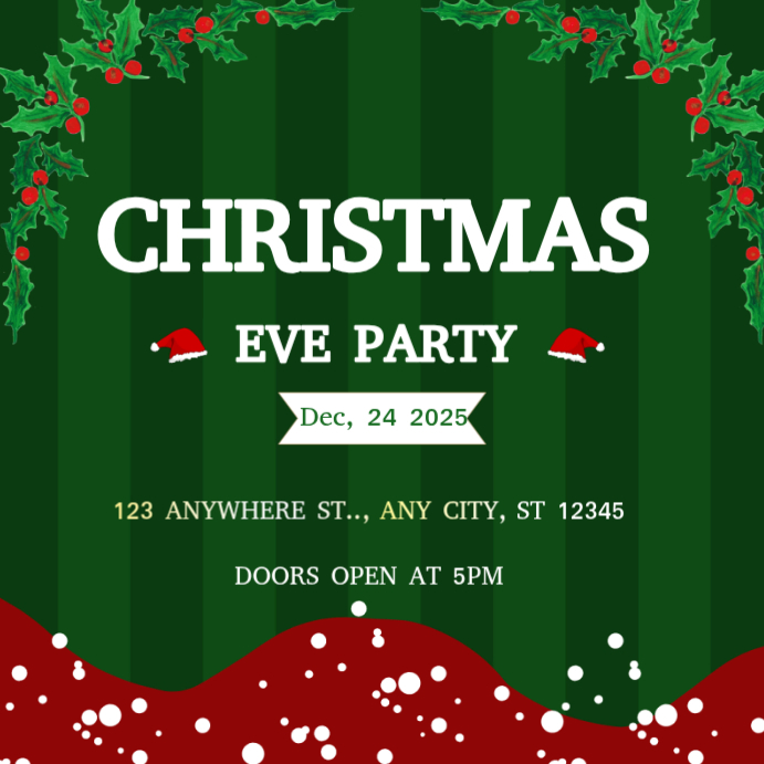 Green Maximalist Christmas Eve Party Instagram Post Template | PosterMyWall