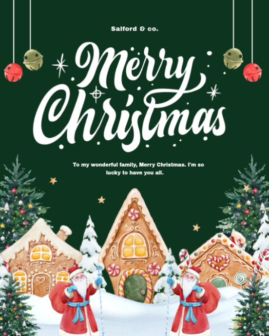 Green Maximalist Christmas Greeting Card Instagram Portrait Template ...