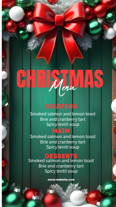 Green Maximalist Christmas Menu Instagram Story Template | PosterMyWall