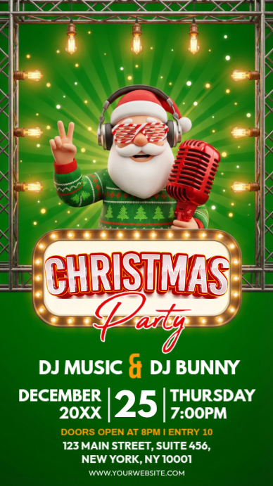 Green Maximalist Christmas Music Party Instagram Story Template ...