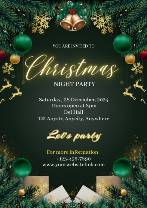 Copy of Green Maximalist Christmas Night Party A4 | PosterMyWall