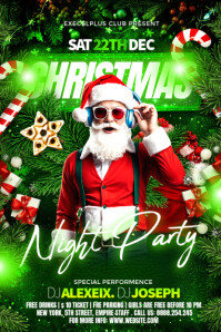 Grøn Christmas Night Party Poster Template