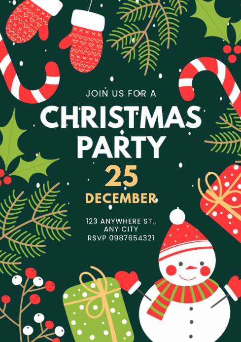 Green Maximalist Christmas Party A4 Template | PosterMyWall