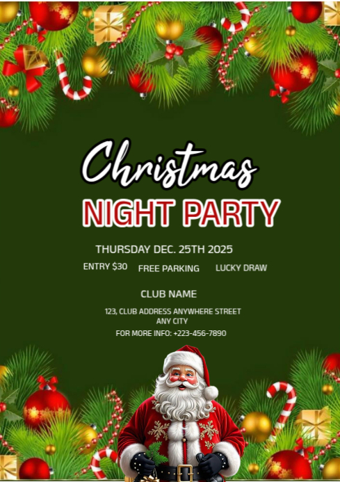 Green Maximalist Christmas Party Design Template A3 | PosterMyWall