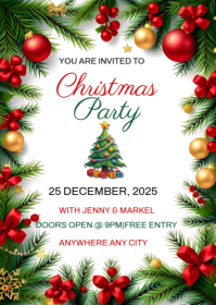 Green Maximalist Christmas Party Flyer  A6 template