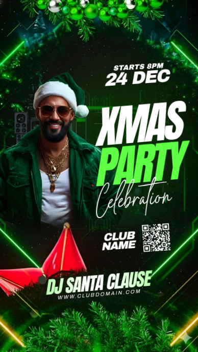 Copy of Green Maximalist Christmas Party Flyer Digital Display (9:16 ...