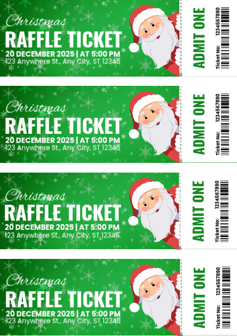 Copy of Green Maximalist Christmas Raffle Ticket A4 | PosterMyWall
