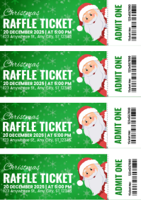 Green Christmas Raffle Ticket A4 Template