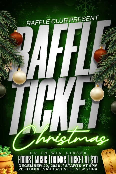 Christmas Raffle Event Posters Template | PosterMyWall