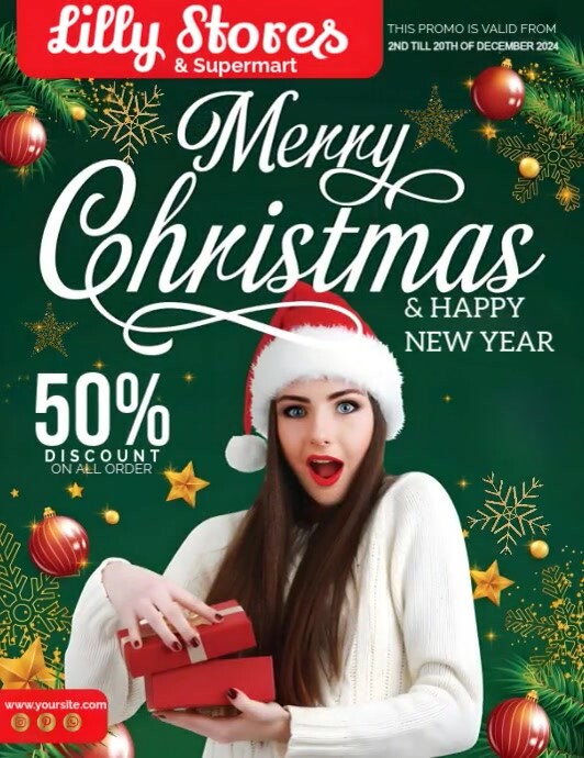 Green Maximalist Christmas Sale Flyer (us Letter) template