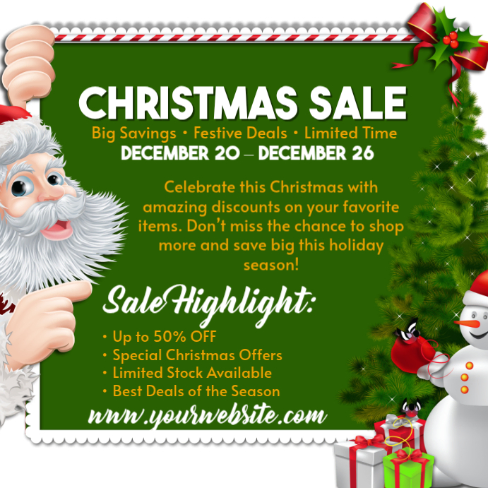 Green Maximalist Christmas Sale Instagram Post Template | PosterMyWall