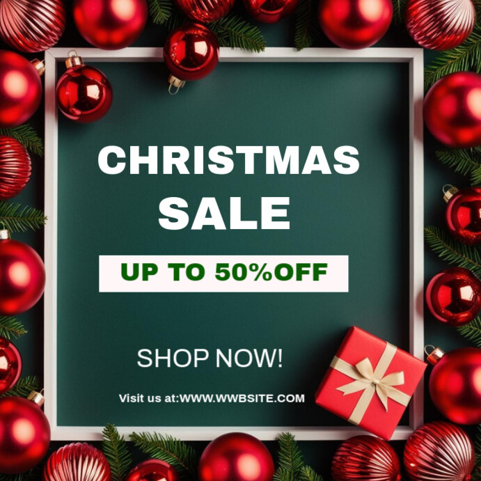 Green Maximalist Christmas Sale Template Design Instagram Post ...