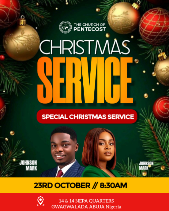 Copy of Green Maximalist Christmas Service Flyers Instagram Portrait ...