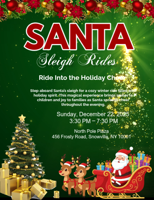 Copy of Green Maximalist Christmas Sleigh Rides Flyer (us Letter ...