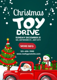 Green Maximalist Christmas Toy Drive  A4 template