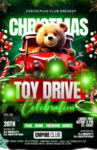Green Maximalist Christmas Toy Drive Ad Half Page Wide template