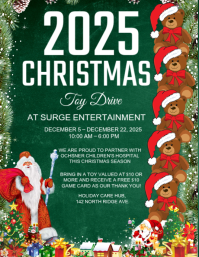 Green Maximalist  Christmas Toy Drive Flyer Flyer (us Letter) Volante (Carta US) template