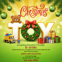 Green Maximalist Christmas Toy Drive  Instagram Post template