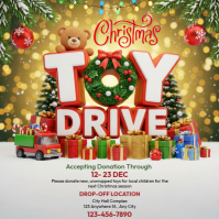 Green Maximalist Christmas Toy Drive  Instagram Post template