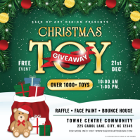 Green Maximalist Christmas Toy Giveaway Green & Gold Holiday Social Media  Instagram Post template