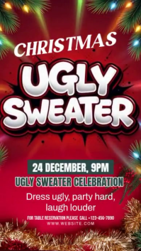 Green Maximalist Christmas Ugly Sweater Party Whatsapp Status template