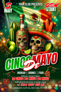 Green Cinco de Mayo Celebration Transparent 4 stopy × 6 stóp Template