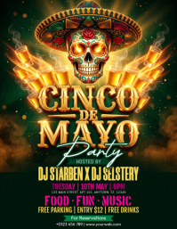 Green Maximalist Cinco de Mayo Party Flyer template