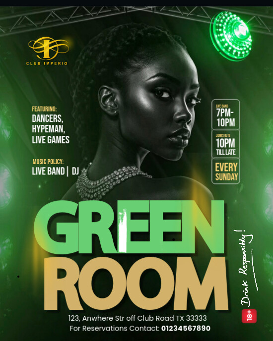 Green Maximalist Club Flyer  Instagram Portrait template