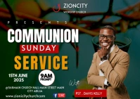 Green Maximalist Communion Sunday Service  Postcard template