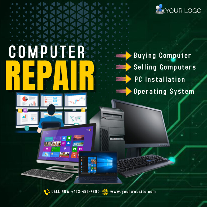 Copy of Green Maximalist Computer Repair Instagram P | PosterMyWall