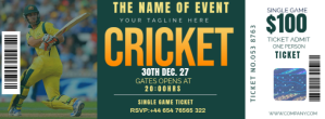 Green Maximalist Cricket Ticket Design Facebook Cover Photo Facebook-coverfoto template