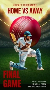Green Maximalist Cricket Tournament Digital Display (9:16) template