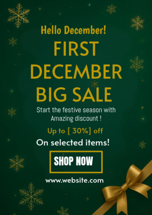 Green Maximalist Custom Editable Welcome To December Discount Sale A6 template