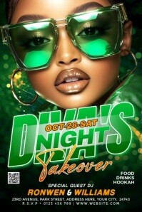 Green Maximalist Diva's Night Party Poster template