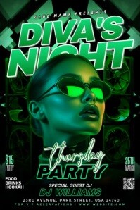 Green Maximalist Diva's Night  Poster template