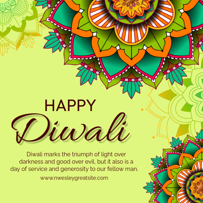 Green Maximalist Diwali Square (1:1) template