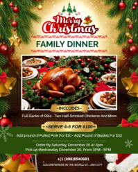 Green Maximalist Editable Bbq Catering Flyer Template | Family Meal Deal & Pre-order Instagram Portr