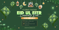 Green Maximalist Eid Ul Fitr Community Event Poster Facebook Event Cover template