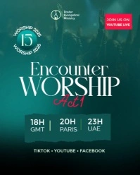 Green Maximalist Encounter Worship Church Event Flyer  Instagram Portrait template