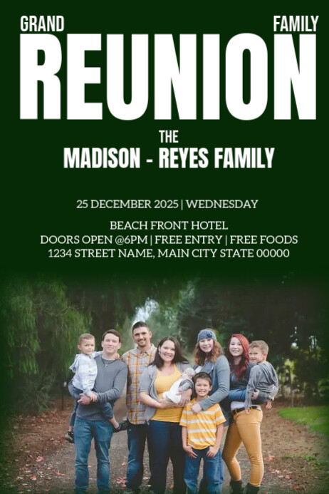Green Maximalist Family Reunion Poster Cartaz template