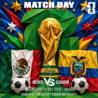 Green Maximalist Fifa Soccer Match Day Mexico VS Ecuador Square Video Persegi (1:1) template