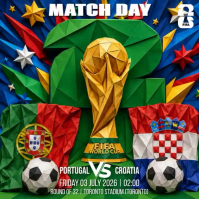 Green Maximalist Fifa Soccer Match Day Portugal VS Croatia Square Video Carré (1:1) template