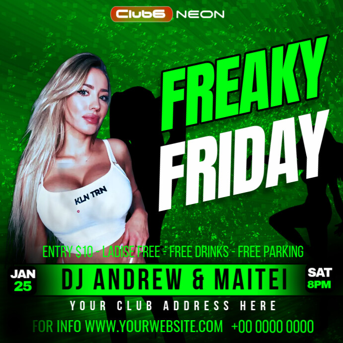 Copy of Green Maximalist Freaky Friday Night Square (1:1) | PosterMyWall