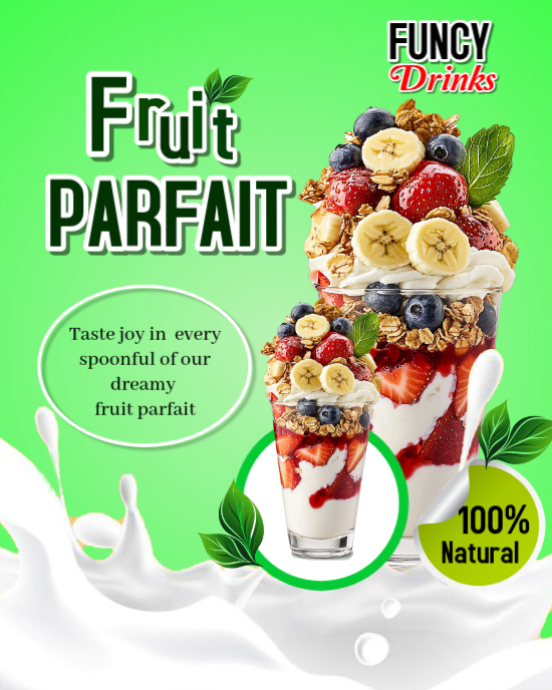 Parfait Front Design Fruit Parfait Promotion Template | PosterMyWall