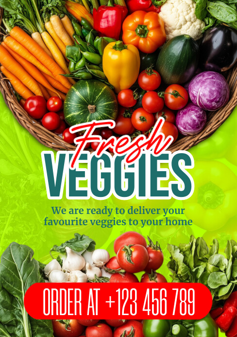 Green Maximalist Fresh Vegetables A5 template