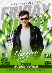 Green Maximalist Friday Night Party Flyer A6 template