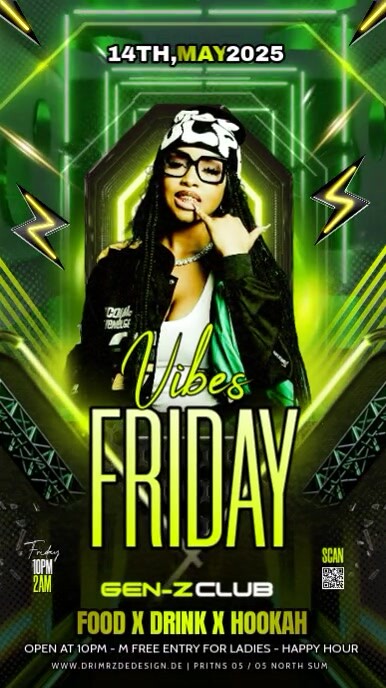 Green Maximalist Friday Night Party Instagram Story Template | PosterMyWall