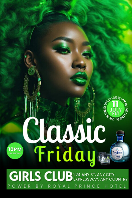 Green Maximalist Friday Party / Party Events Poster Iphosta template