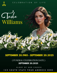 Green Maximalist Funeral Celebration  Flyer (us Letter) template